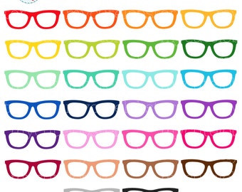 Rainbow Glasses Clipart Set - glasses, clip art, rainbow glasses, reading glasses - Instant Download, Personal Use, Commercial Use, PNG