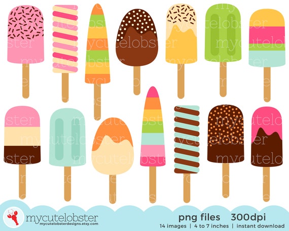 Ice Lollies Clipart Set ice creams ice lollies ice pops | Etsy