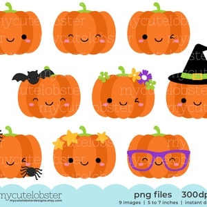 Cute Halloween Pumpkins Clipart - pumpkin clip art, halloween clip art, fun pumpkins - Instant Download, Personal Use, Commercial Use, PNG