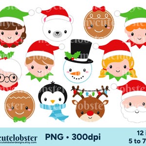 Rostos de Natal Clipart, Santa Clipart, Elfos Clipart, Rostos Festivos, Clipart de Natal Bonito, Natal PNG, Uso Pessoal, Uso Comercial
