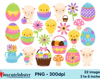 Ostern Tiere Clipart - Tier Clip Art Set, Ostergrafiken, PNG Digital Download