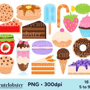 Sweet Food Clipart - set of food, dessert, donuts, cakes, candy clip art - Instant Download, Personal Use, Commercial Use, PNG