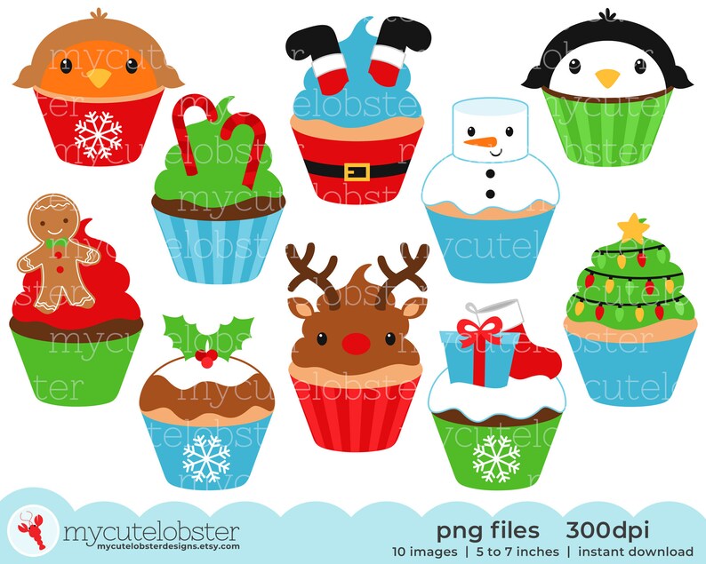 Christmas Cupcakes Clipart - Festive Christmas Cupcakes, Food Clip Art ...