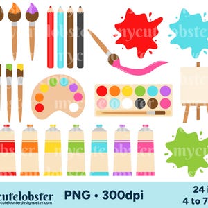 Pintura Clipart, Arte Clipart, Material de Pintura Clipart, Artista Clipart, Pintura PNG, Paleta de Tintas Clipart, Uso Pessoal, Uso Comercial