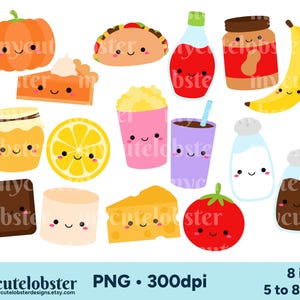 Clipart de paires de nourriture mignon - nourriture de l'amitié, tacos, fromage, soda, maïs soufflé, clipart ensemble - téléchargement immédiat, usage personnel, usage commercial, PNG