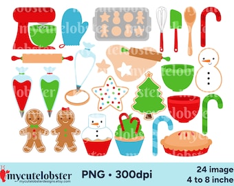 Christmas Baking Clipart - festive food clip art, holiday graphics, PNG Digital Download