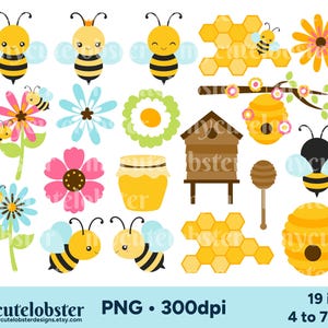 Bijen clipart, schattige bijen clipart, bijen png clipart, bijenkorf clipart, bloemen clipart, happy bijen png, schattige bijen, persoonlijk gebruik, commercieel gebruik