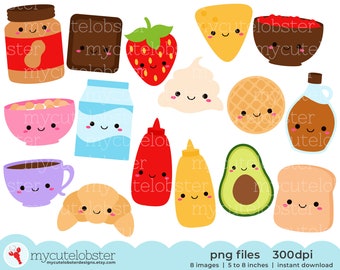 Cute Food Friends Clipart - food pairs clipart set, friendship food, we go together - Instant Download, Personal Use, Commercial Use, PNG