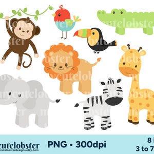 Safari Tiere Clipart, süße Baby Safari Tiere Clipart, Tiere PNG, süße Tiere Clipart, Safari Clipart, persönlichen Gebrauch, kommerzielle Nutzung