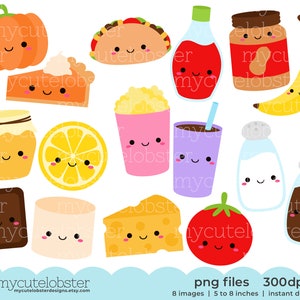 Cute Food Pairs Clipart Friendship Food, Taco, Cheese, Soda, Popcorn