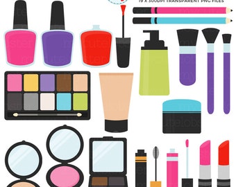 Makeup Clipart Set - clip art set of lipstick, nail polish, makeup, beauty, blush - Instant Download, Personal Use, Commercial Use, PNG