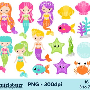 Meerjungfrauen Clipart, süße Meerjungfrauen Clipart, bunte Meerjungfrauen PNG, Meer Meerjungfrauen Clipart, Ozean Clipart, persönlichen Gebrauch, kommerzielle Nutzung