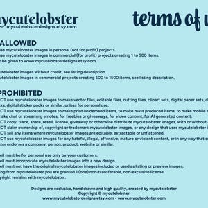 Terms of use for clipart images from mycutelobster.