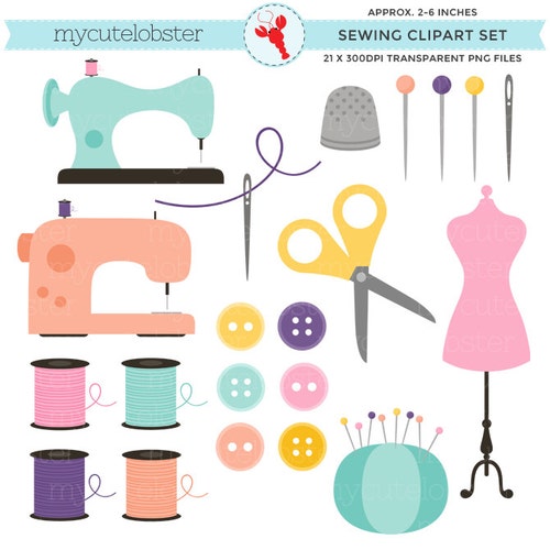 Sewing Clipart Set Clip Art Set of Sewing Items Instant - Etsy