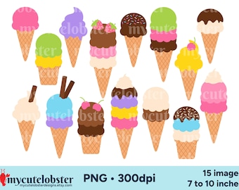 アイスクリームのクリップアート - 食品グラフィック、夏のデザートのクリップアート、PNGデジタルダウンロード