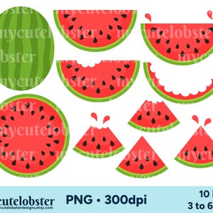 Clipart pastèque, clipart fruits, tranches de pastèque, pastèque PNG, clipart fruits d&#39;été, usage personnel, usage Commercial