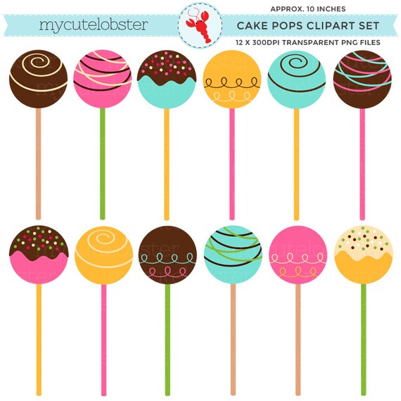 Kuchen Pops Clipart Set Clip Art Set von Cake Pops Kuchen ...