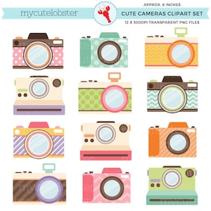 Cameras Clipart Set - clip art set of cameras, photography, photograph, camera - Instant Download, Personal Use, Commercial Use, PNG