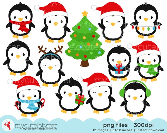 Christmas Penguins Clipart Set Clip Art Set of Penguins Etsy Christmas Penguins Clipart Set Clip Art Set of Penguins Etsy