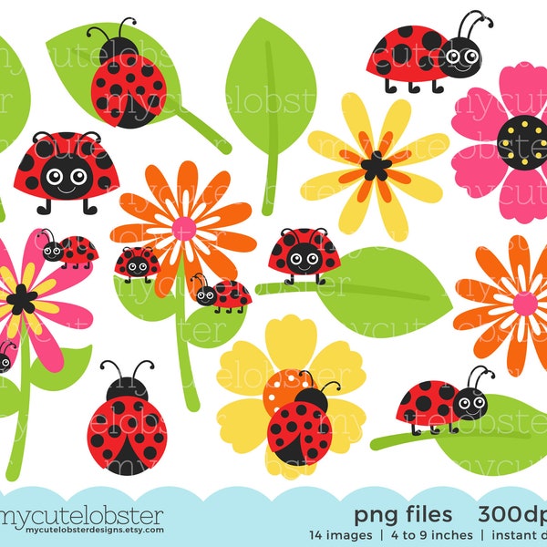 Ensemble de cliparts coccinelles - clipart ensemble de coccinelles rouges, coccinelles, insectes, coccinelle mignonne - téléchargement immédiat, usage personnel, usage commercial, PNG