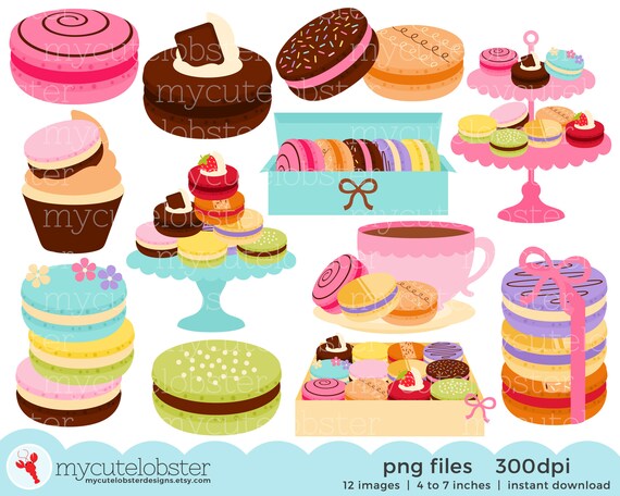 Sweet Macarons Clipart Set Clip Art Set Of Macarons Etsy Denmark