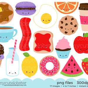 Cute Foods Clipart Set Clip Art Set of Happy Food Egg | Etsy