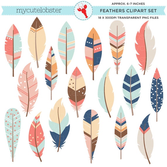 Feathers Clipart Set Clip Art Set of Feathers Feather - Etsy