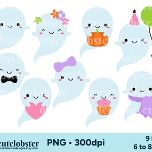Clipart images featuring illustrations of cute ghosts.