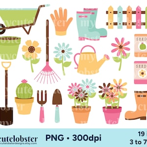 Clipart jardinage, fleurs des cliparts, jardin des cliparts, PNG des cliparts jardinage, clipart jardin de printemps, usage personnel, usage Commercial