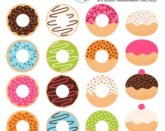 Donuts Clipart Set - clip art set of donuts, doughnuts, cute donuts, donuts clipart - personal use, small commercial use, instant download