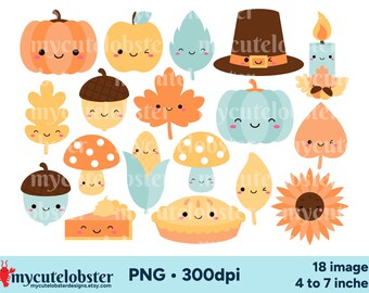 感謝祭のクリップアート - 秋の収穫グラフィック、カボチャのクリップアート、PNGデジタルダウンロード