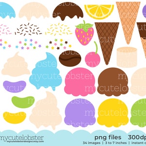 Fun Ice Cream Maker Clipart - Set aus Eis, Zapfen, Streusel, Eiscreme - zum Selberbauen - zum sofortigen Download, kommerzielle Nutzung, private Nutzung, PNG
