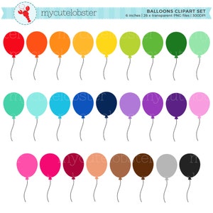 Conjunto de clipart de balões arco-íris - clipart de balões, festa, arco-íris, balão, aniversário - Download instantâneo, uso pessoal, uso comercial, PNG