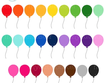 Rainbow Balloons Clipart Set - balloons clip art, party, rainbow, balloon, birthday - Instant Download, Personal Use, Commercial Use, PNG