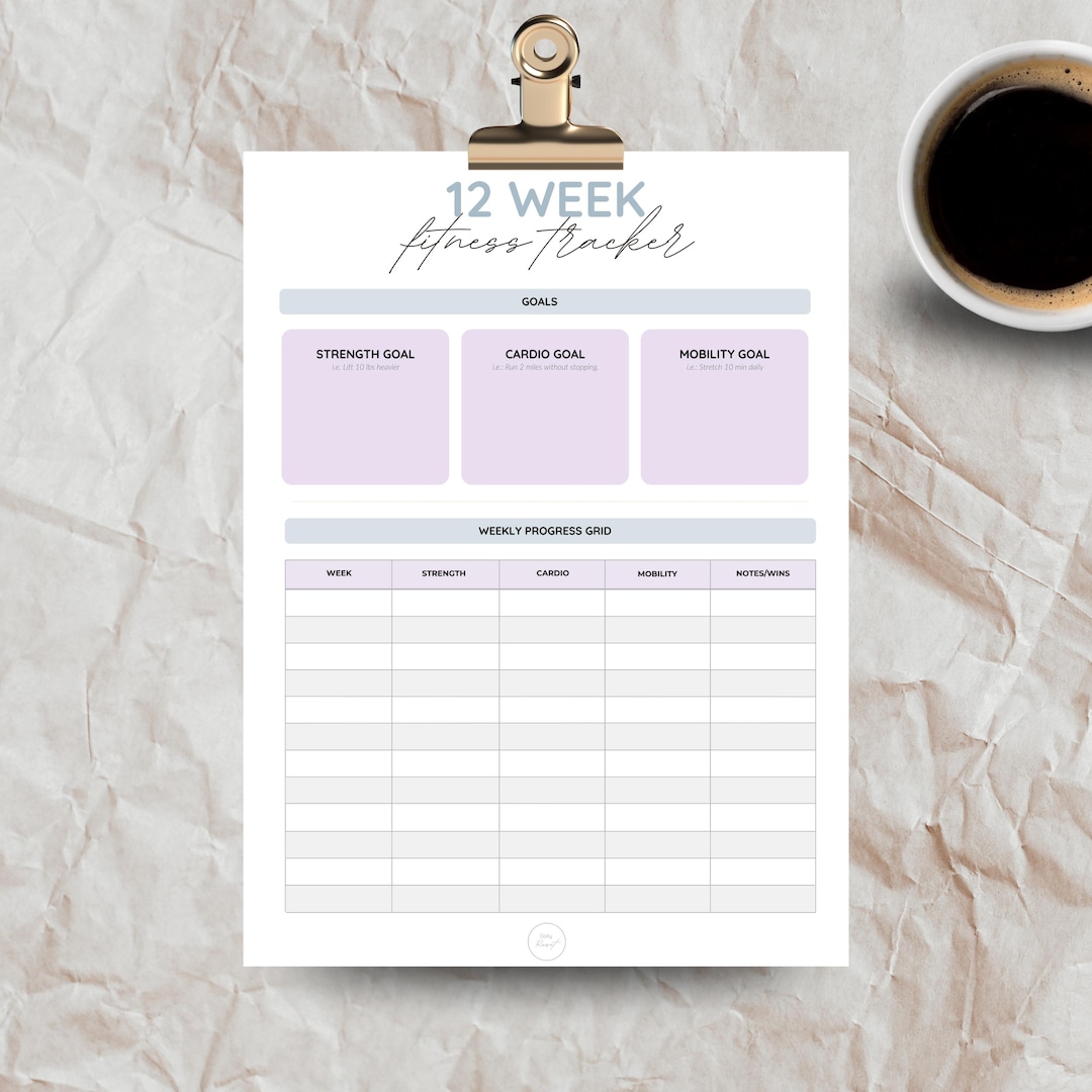 12 Week Fitness Tracker Printable for Moms | One Page Workout Planner ...