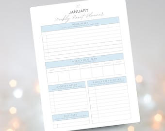 January Weekly Reset Planner for Moms | New Year Routine Reset, Home & Meal Planning Printable PDF
