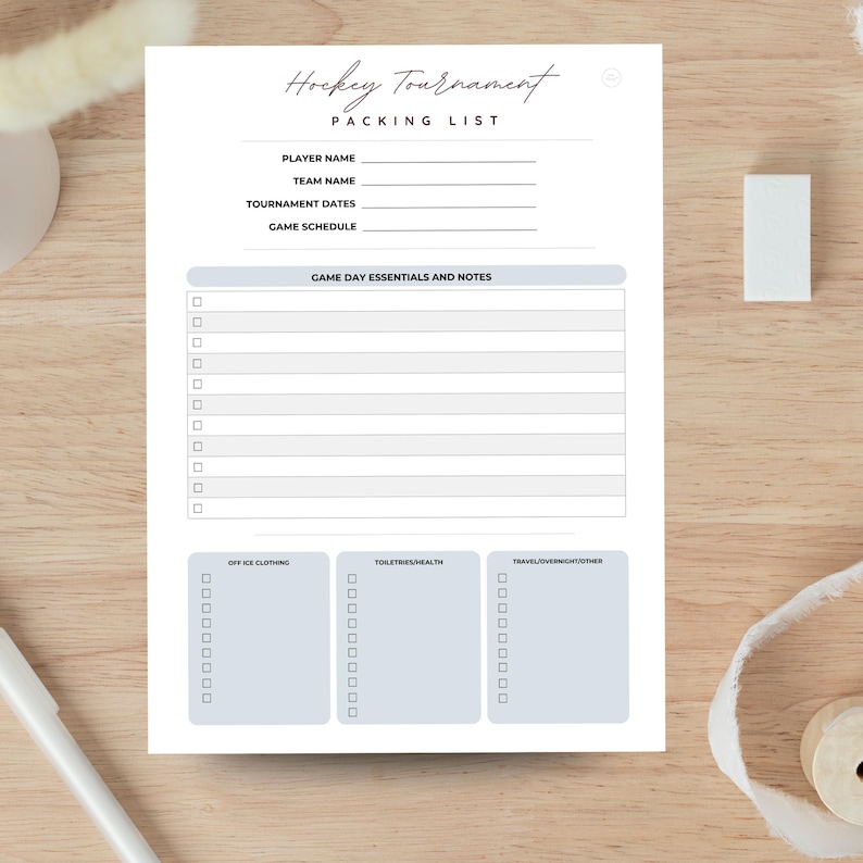 Hockey Tournament Packing List Printable | 2-page Hockey Bag Checklist ...