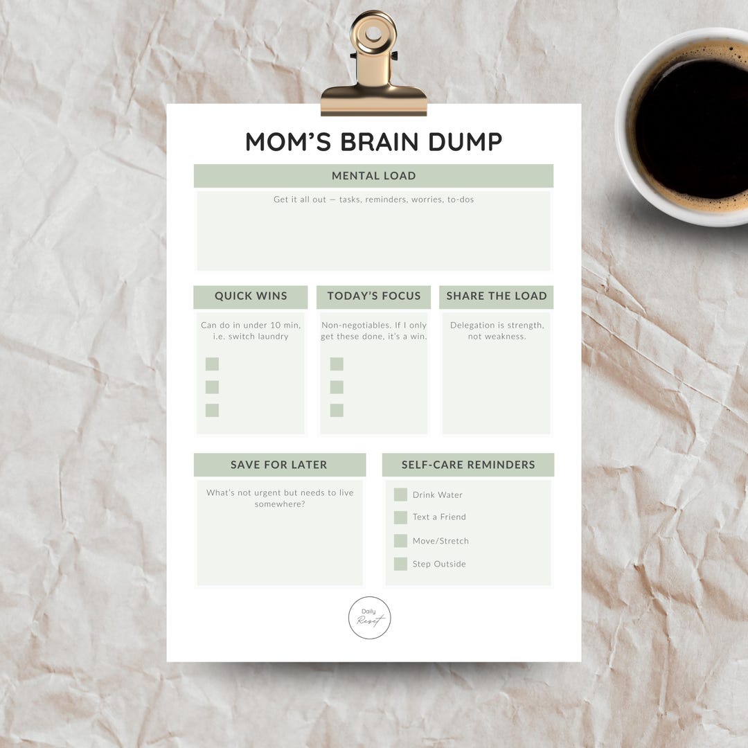 Mom Brain Dump Printable | Mental Load Organizer for Busy Moms | Mind ...