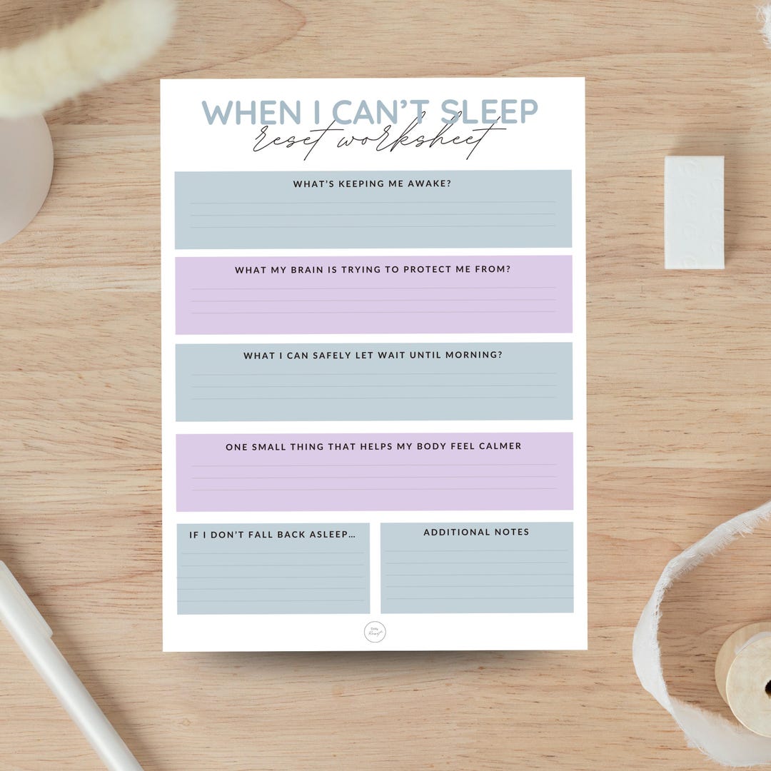 When I Can’t Sleep Reset Worksheet | Insomnia Self Care Printable ...
