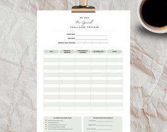 30-Day No Spend Challenge Tracker Printable | Savings Tracker & Budget Reset Worksheet for Families