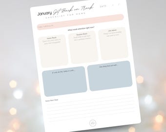 Januar Get Back on Track Checkliste für Mütter | Neues Jahr Zurücksetzen Printable | Überwältigte Mama Checkliste PDF | Einfacher Januar Rücksetz-Plan