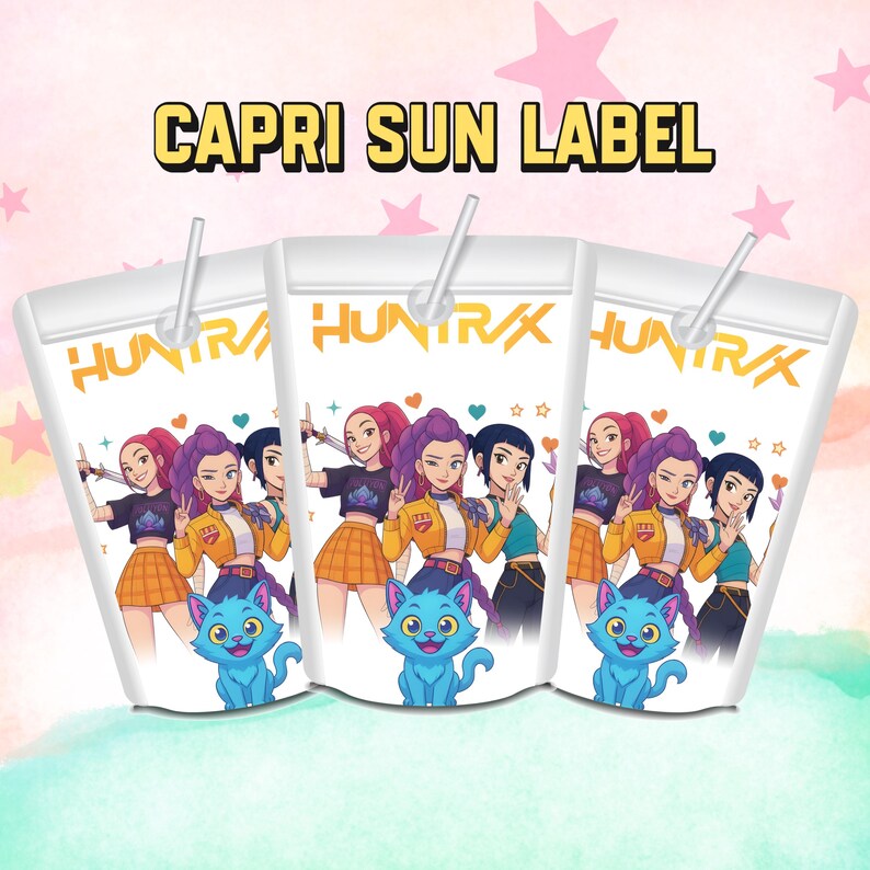 Kpop Demon Hunters Capri Sun Birthday Party Favor Label, Tonic Drink ...