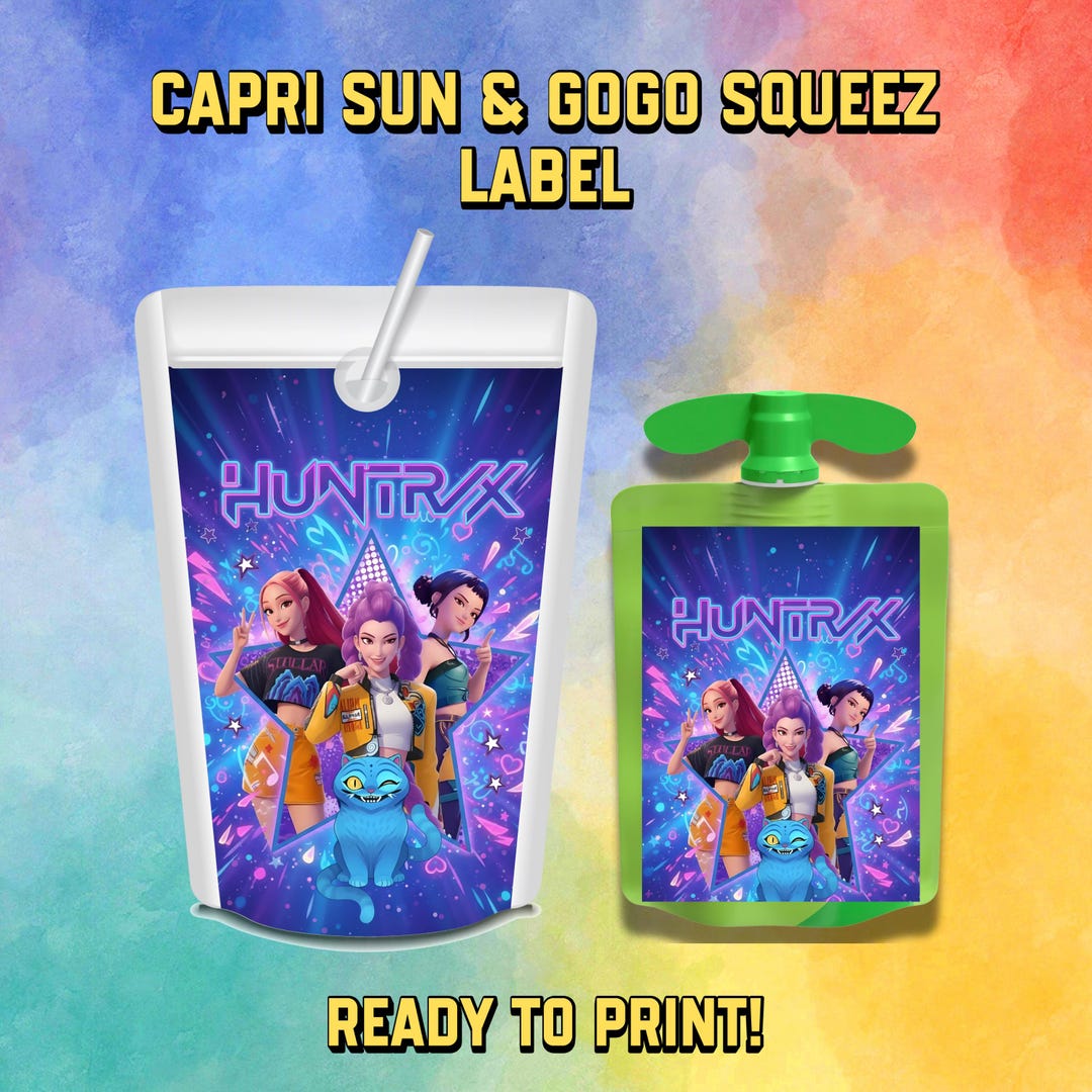 Kpop Demon Hunters Capri Sun Birthday Party Favor Label, Tonic Drink ...