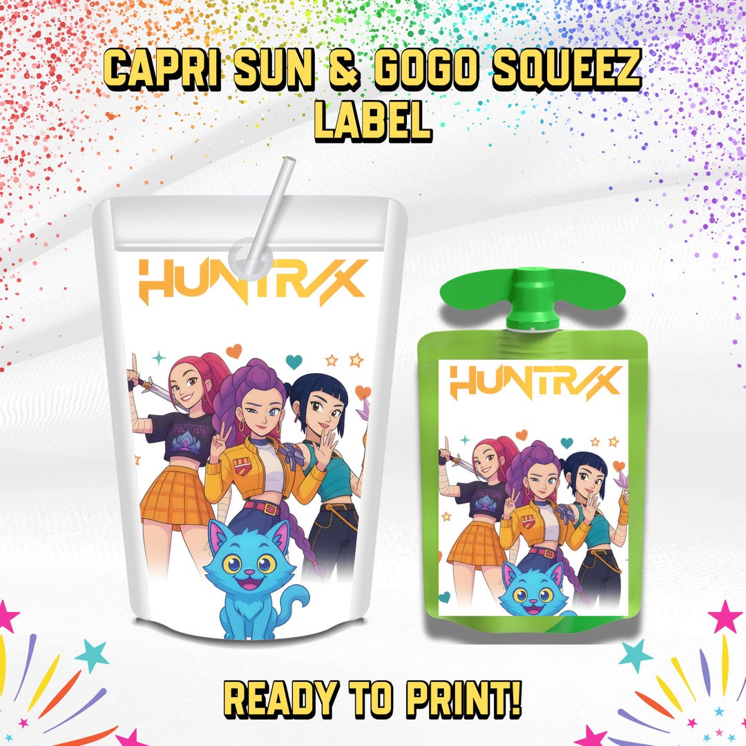 Kpop Demon Hunters Capri Sun Birthday Party Favor Label, Tonic Drink ...