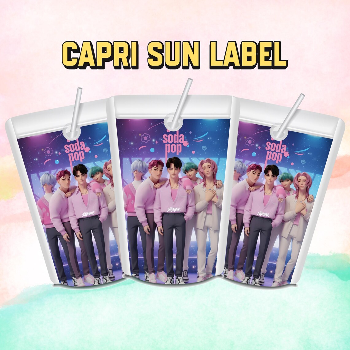 Kpop Demon Hunters Capri Sun Juice Pouch Label, Huntrix Saja Boys Tonic ...