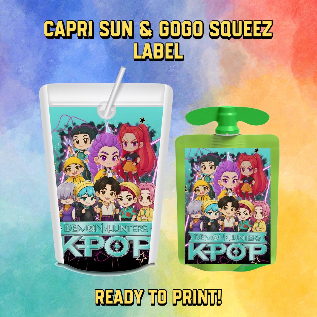 Kpop Demon Hunters Capri Sun Juice Pouch Labels, Huntrix Saja Boys ...