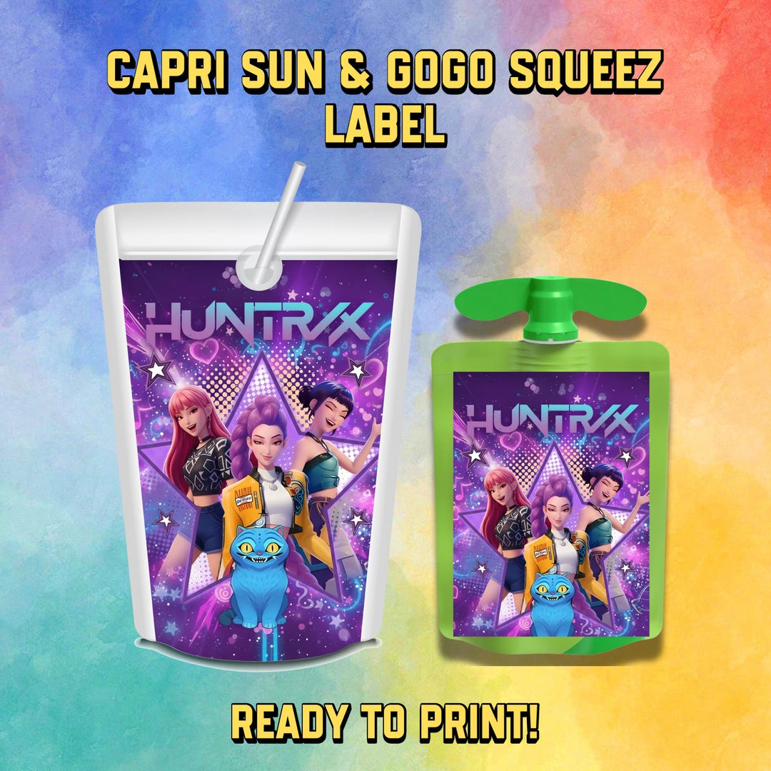 Kpop Demon Hunters Capri Sun Birthday Party Favor Label, Tonic Drink ...