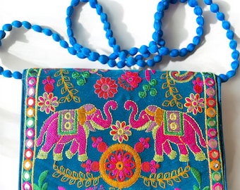 Handmade Banjara Embroidered Crossbody Bag – Ethnic Indian Mirror Work Purse – Boho Clutch – Traditional Bag