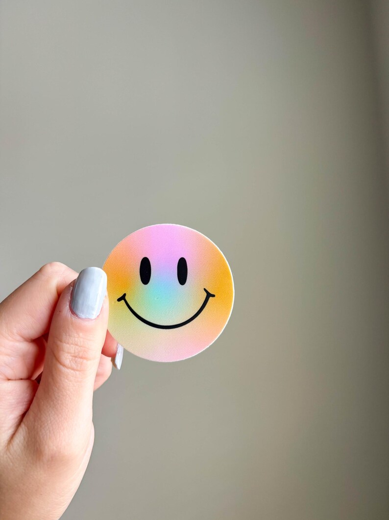 Gradient Smiley Rainbow Gradient Smiley Face Sticker - Etsy