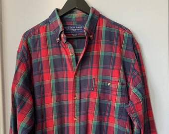 Vintage y2k Abercrombie & Fitch The Big Shirt Green Red Plaid Christmas Flannel Button-up Mens Large